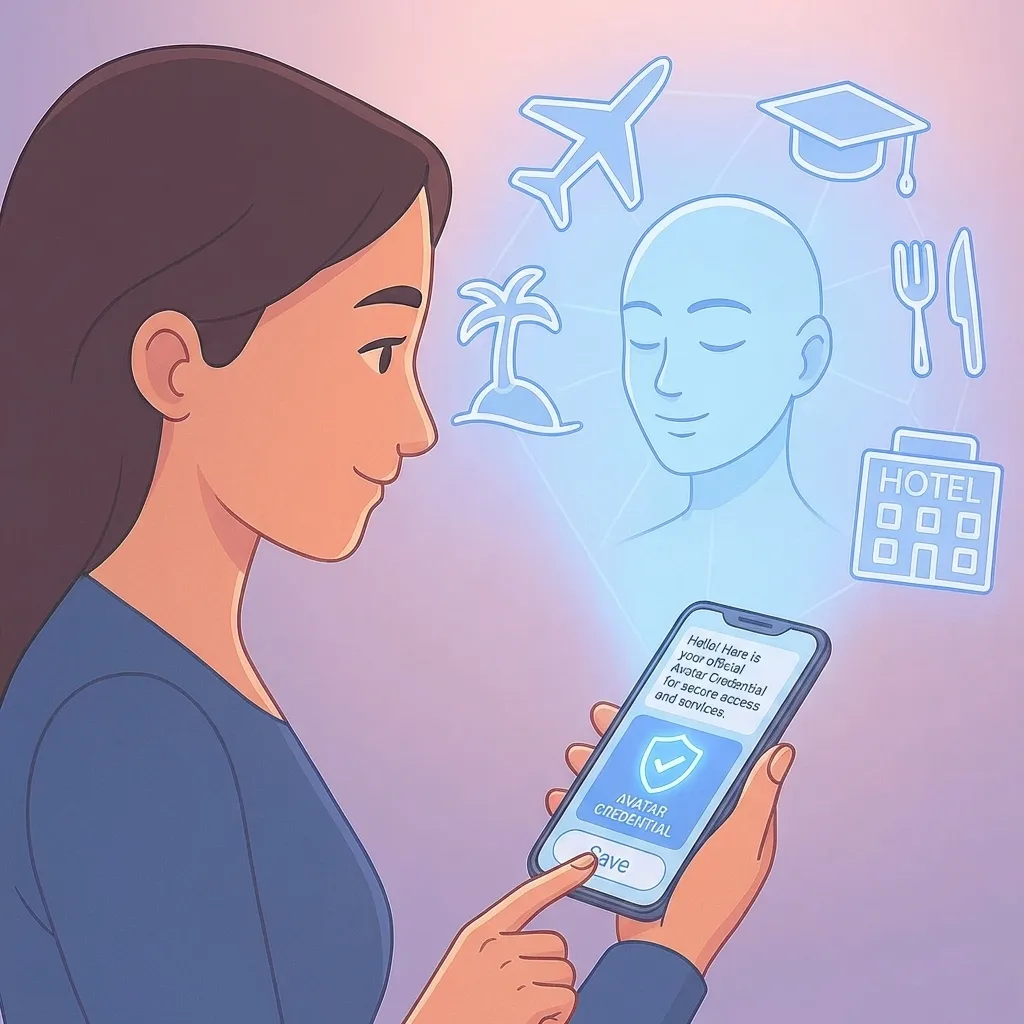 Avatar credential issuer chatbot interface in Hologram Messaging.